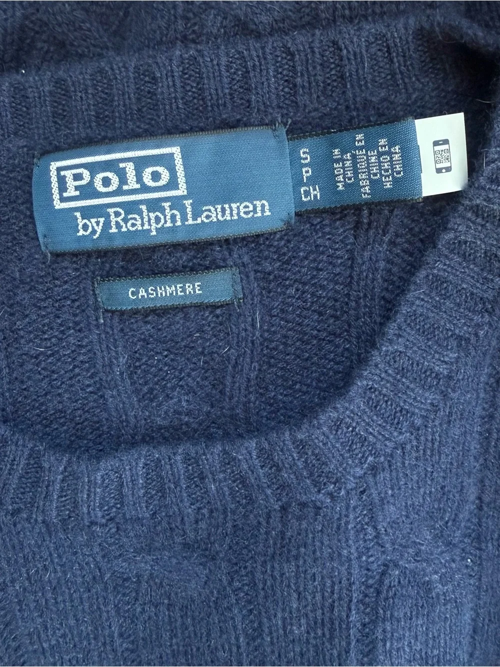 Polo by Ralph Lauren Iconic Cable-Knit 100% Cashmere Sweater. Hunter Navy. - Picture 8 of 8